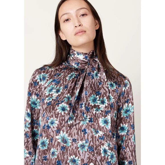 Rachel Comey Tie Rite Blouse in Brown Daisy NWT Size Medium - Picture 5 of 9